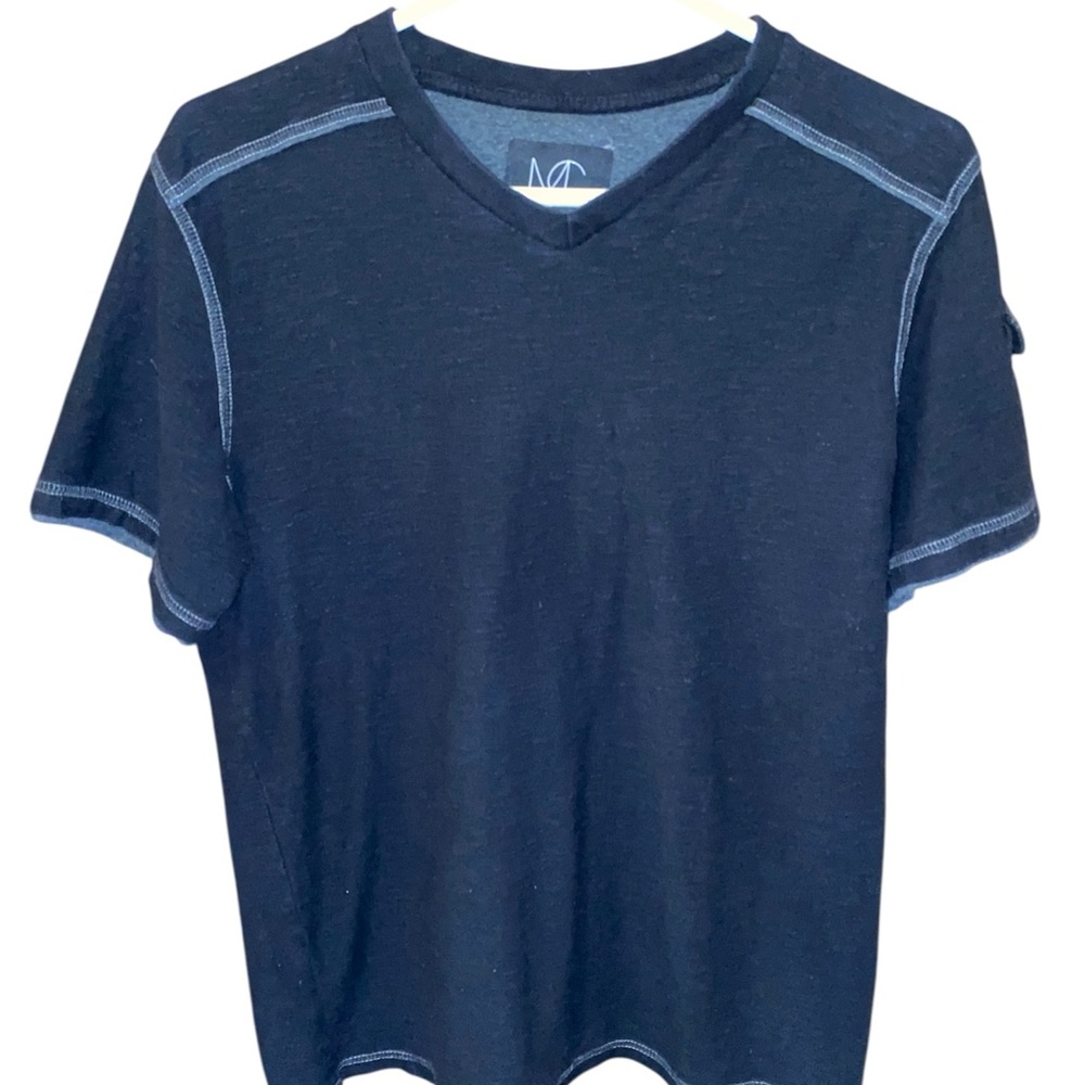Modern Culture Black V-Neck T-Shirt with Contrast Stitching